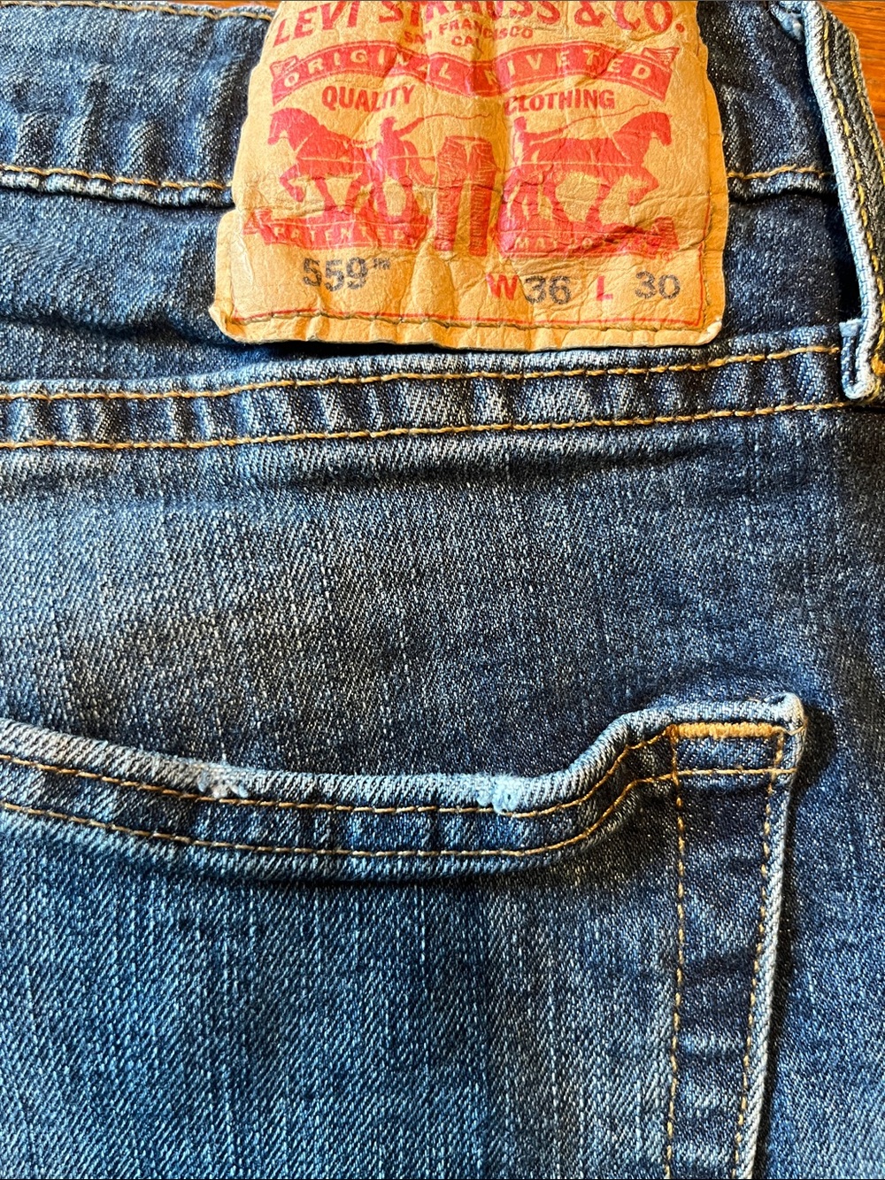 Levi's 559 Men's Dark Blue Straight-Leg Denim Jeans 36x30